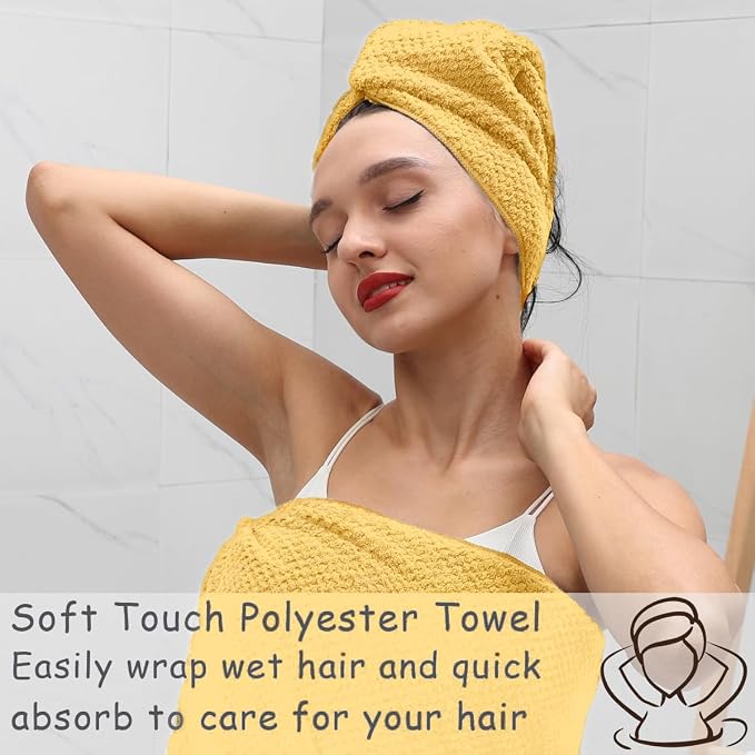 8 Piece Large Yellow Family Bath Towel Set-2 Oversized Bath Towel Sheets,2 Hand Towels,4 Washcloths-600GSM Soft Highly Absorbent Quick Dry Beach Chair Towels Woven Towels for Bathroom Hotel and Spa