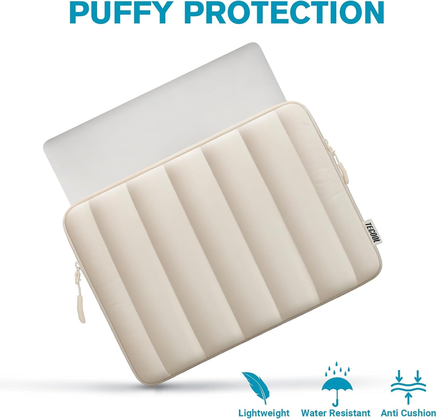 TECOOL Laptop Sleeve - 13.3 Inch Protective Case for MacBook Air & Pro | Stylish Beige Design