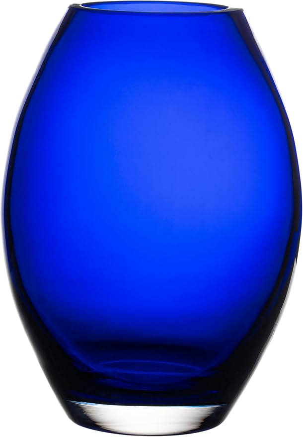 Barski Glass - Handmade - 8" H - (8 inches High) - Barrel Vase - Cobalt Blue - Made in Europe