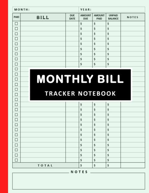 Regine Switzerland Monthly Bill Tracker Notebook - Bill Payment Organizer & Expense Log Book