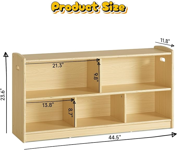 ONBRILL 2-Tier Wood Montessori Cabinet for Kids, Toddler Room Book Shelves Toy Organizers and Storage, Small Book Shelf Storage for Baby Children, Furniture of Classroom, Nursery, Playroom