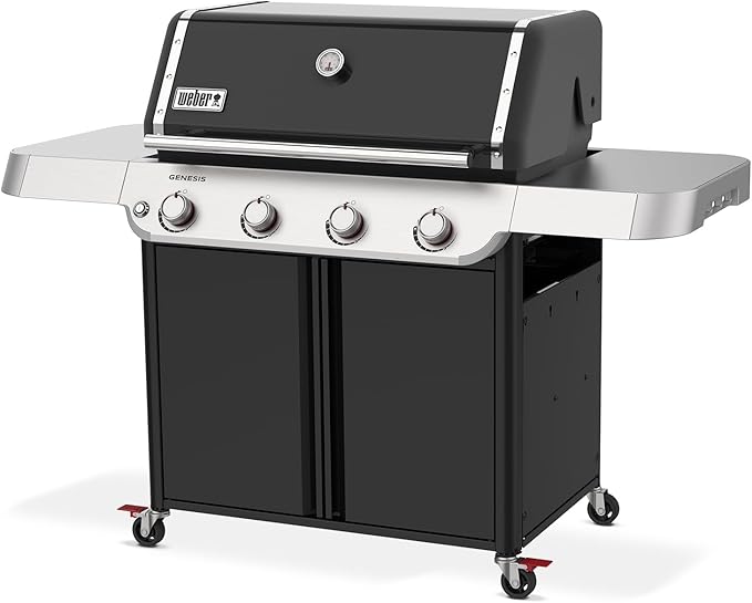 Weber Genesis E-415 Liquid Propane Gas Grill for Outdoor Grilling, 4 Burners, Black