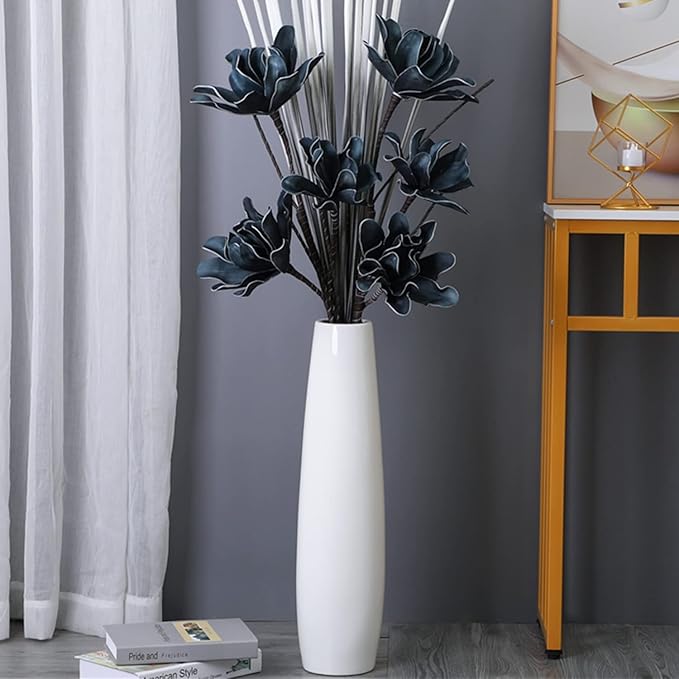 White Ceramic Tall Floor Vase 28 Inches,Flower Holder Decorative Large Vases for Table Centerpieces Shelf Home Decor Living Room Branches Sky-Dried Flower Arrangement Simple Decorative