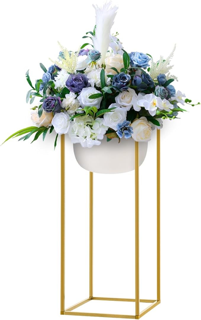 23.6Inch 10 Pcs Column Vases Gold Centerpieces, Tall Centerpiece Stands Metal Flower Stands Gold Wedding Centerpieces Vase for Table Party Wedding Decorations Flower Rack