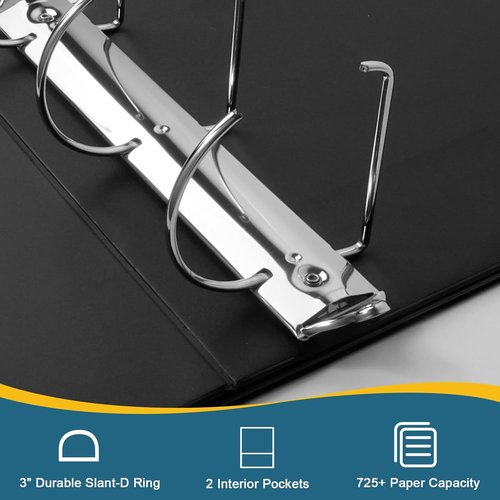 CIXILDTS 3" Slant-D Ring Binder - Standard 3-Inch, Fits Letter Size Paper, 2-Pack, Black