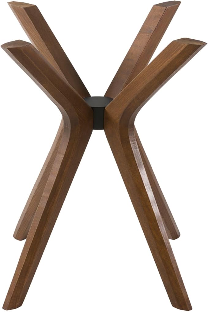 Mid Century Solid Beech Wood Modern Dining Table Base Only, Pedestal Table Bases, Wooden Legs for Kitchen Tables, Glass Top Wood Top Assembly Tools (Glass Tabletop Anti-Slip Pads, Walnut)