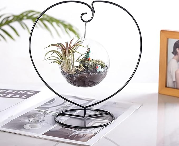 Ornament Display Stand Holder Iron Hanger Air Plant Stand Flower Pot Holder Iron Stand for Hanging Glass Globe Ball ,Christmas Wedding Ornament, Home Office Decor