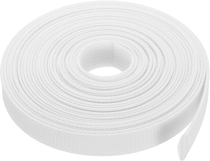 uxcell Expandable Sleeving,1 3/16-inch 25ft Cable Sleeve, White