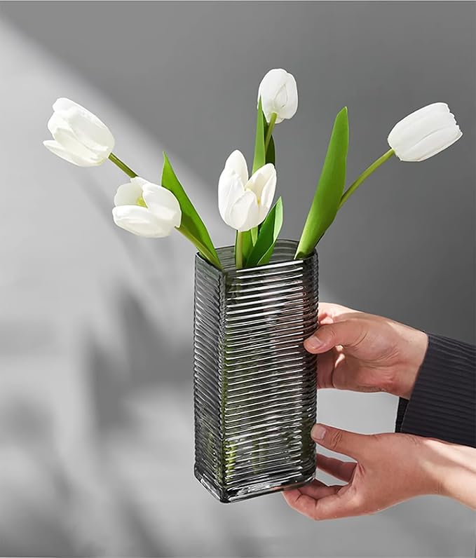 Modern Minimalist Glass Horizontal Stripe Crystal Dry Vase
