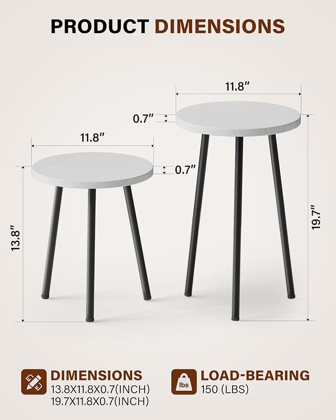 Plant Stand Indoor Tall: Corner Wood Plant Stand 2 Pack Mid Century Modern Decor - Small Round Plant Table for Indoor Plants - Outdoor Plant Holder for Patio Living Room Bathroom Office (White)