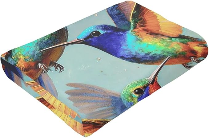 Hummingbird Throw Blanket Hummingbird Blanket Soft Cozy Fleece Fuzzy Stuffed Plush Flannel Animal Gifts for Girls Women Boys Kids Adults 60''x80''