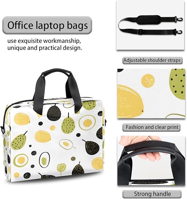JXDXHCW Cartoon Avocado Laptop Bag Carrying Case 15.6 Inch Laptop Briefcase Messenger Shoulder Bag for Tablet Computer Bag for Travle Business Men Women