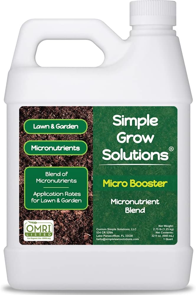 Organic Micronutrient Booster- Complete Plant & Turf Nutrients- Simple Grow Solutions- Garden & Lawn Fertilizer- Grower, Gardener- Liquid Food for Grass, Tomatoes, Flowers, Vegetables (32 Ounce)