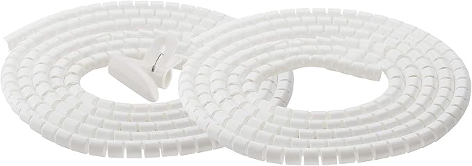 Cable Management Sleeve 19.7ft Cable Organizer Coiled Tube Wire Wrap Cable Sleeve for Home Office PC TV White