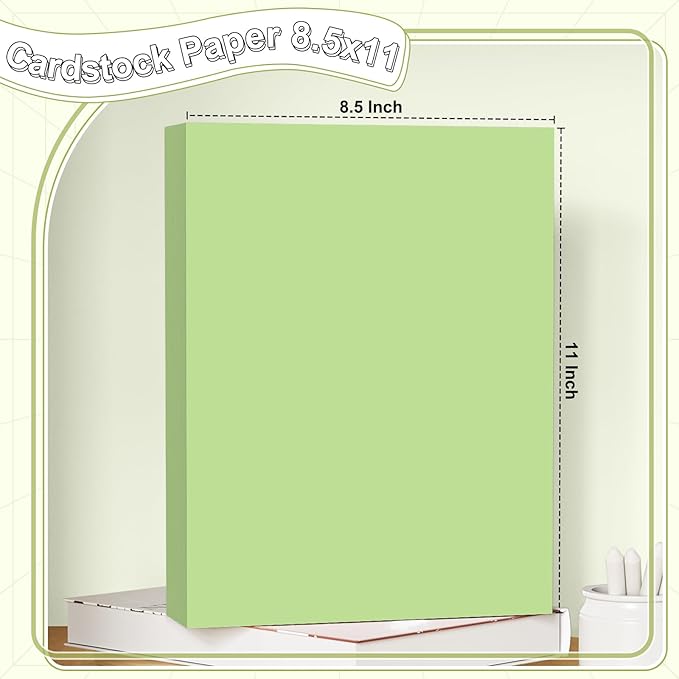 40 Sheets Cardstock 8.5x11, 65lb Light Green Card Stock, Construction Paper, 180gsm Thick Printer Paper for Printing, Painting, Card Making, Kids School Supplies,Party Decorations