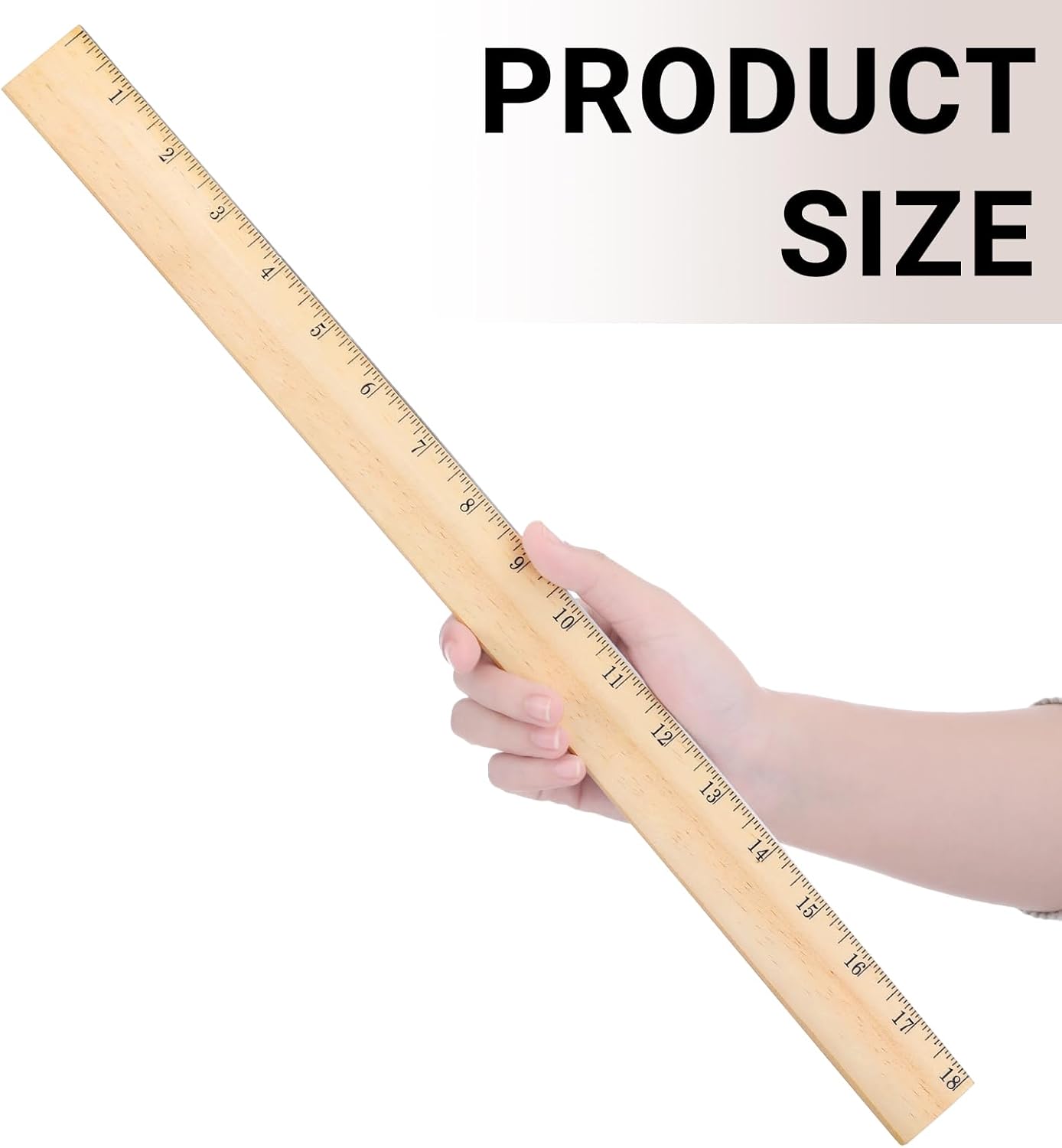 Tellegloww 18-Inch Wooden Rulers - 12 Pack with Metal Edge for Accurate Measuring | School & Office Supplies