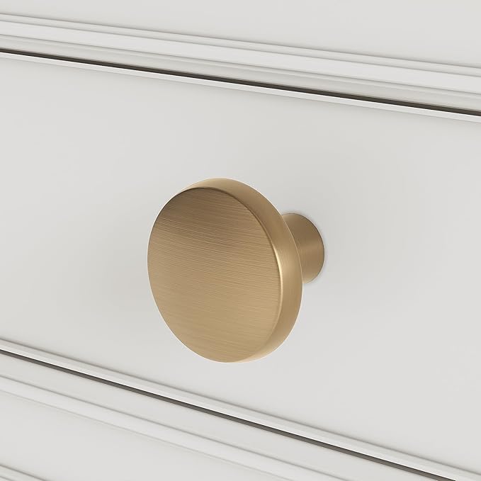 homdiy 5 Pack Champagne Bronze Cabinet Knobs Round Kitchen Handles Zinc Alloy Metal Hardware for Dresser Drawer Desk Cupboard