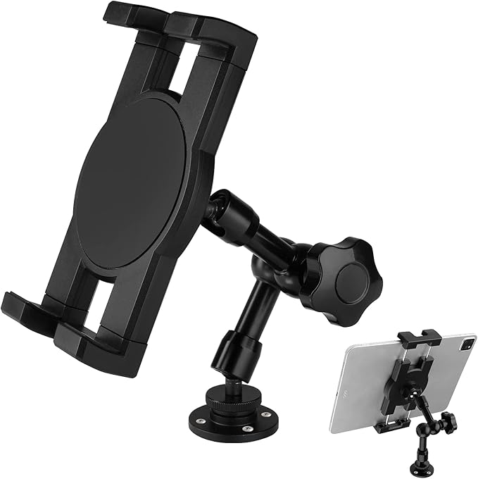 Mippko Heavy Duty Drill Base Tablet Holder, iPad Mount for Truck/Car/Boat/Wall/Desk/Vehicle Dashboard,360° Adjustable Aluminum Alloy Arm Mount Compatible with 7~12.9" iPad/Nexus/Fire HD/e-Book/Switch