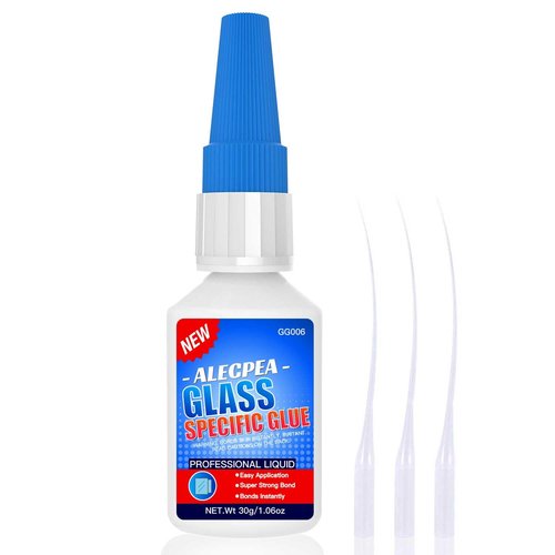 ALECPEA Glass Glue - Crystal Clear Invisible Adhesive for Glass Repair & Jewelry - Waterproof, Heat-Resistant Bond with Quick 15s Set & 3 Precision Tips