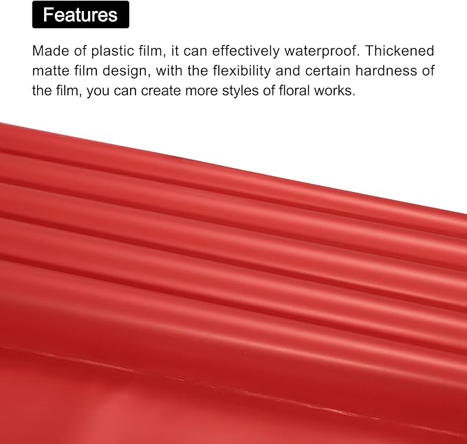 MECCANIXITY 10 Pcs Double Sided Color Flower Wrapping Paper Red+Gold 22.8"x22.8" Waterproof for Florist Bouquet Supplies, DIY Crafts, Gift Box Packaging