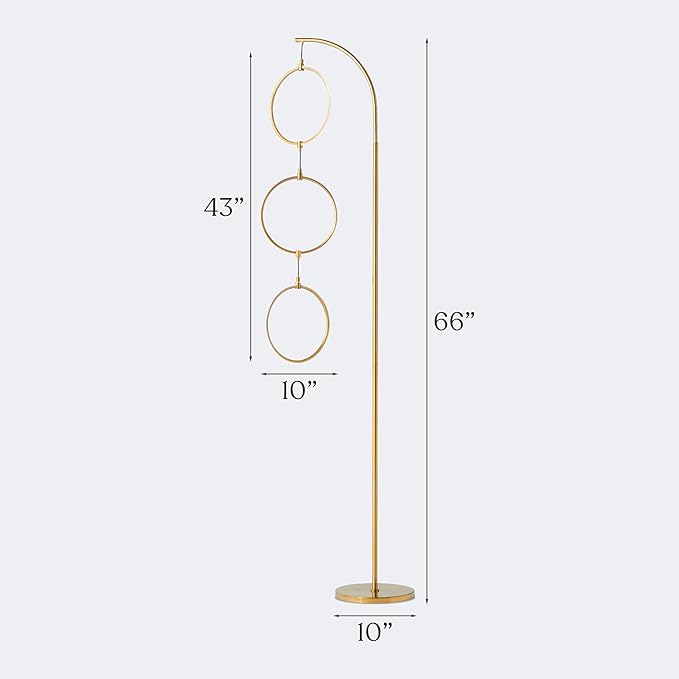 Brightech Nova 74 in. Antique Brass Industrial 3-Light LED Energy Efficient Floor Lamp with Built-in 3-Way Dimmer Function FL-NVA-BRS