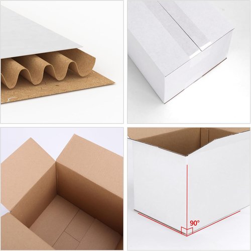 CRUGLA White Shipping Boxes - Set of 6 Corrugated Cardboard for Small Business Mailing | 8x6x6 Inches