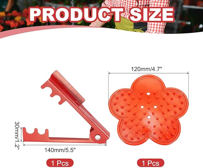HARFINGTON 2pcs Rose Thorn Stripper Tool Set 5.5" 4.7" Metal PVC Flower Thorn Leaf Remover Flower Stem and Leaf Stripping for Gardening Home Florist, Red,Orange