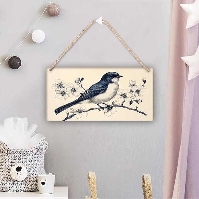 Realistic Bird Art Wooden Sign 12x6 Inch - Traditional Decor for Bird Lovers & Art Admirers, Suitable for Classic styles Living Areas