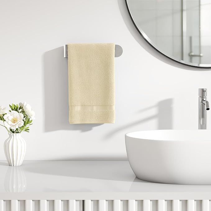 Adhesive Towel Holder, 8 Inch Self Adhesive Hand Towel Racks Bar Stick on Wall for Bathroom, Kitchen Cabinet, RV, Brushed Nickel