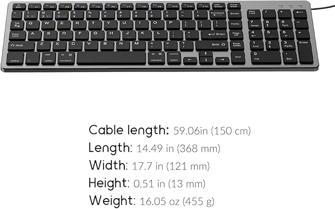 JKSML Wireless Keyboard with 102 Keys, Bluetooth and 2.4 GHz Wireless, Low Profile, Number Pad, Fluid Quiet Typing, 12 Programmable Keys, USB C Rechargeable, for Phone, Tablet, PC, Laptop, TV - Black