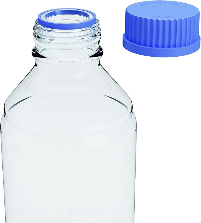 1000ml Storage Glass Bottles – 2pcs Round Media Storage Bottle – Borosilicate Glass Bottles – Safe Probe Storage Glass Storage Bottles with GL45 Blue Screw Cap (1000ml - 2pcs)