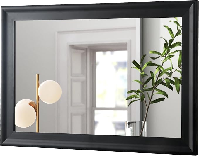 CULER Black Wood Wall Mirror for Bathroom,Rectangle Large 30 x 40 inch Hanging Vanity Black Mirrors with Wooden Frame for Living Room,Bedroom,Entryway
