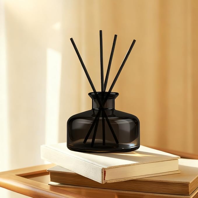 Brown Black Glass Diffuser Bottles Diffuser Jars with Gold Caps Set of 4 – 2.75 inches High, 150ml 5.1 Ounce. Fragrance Accessories Use for DIY Replacement Reed Diffuser Sets.