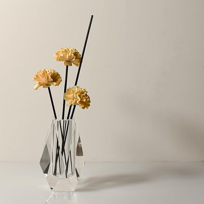 Kitcom Flower/Bud Crystal Vase Decorative Vases for Home, Wedding, Christmas, Outline Dimensions W2''xH4.3'', Clear with Gift Box