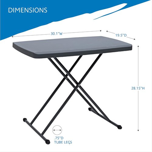 Iceberg Folding Camping Table - Heavy Duty Utility Design with Adjustable Height | Charcoal, 19.5” L x 30” W x 28” H