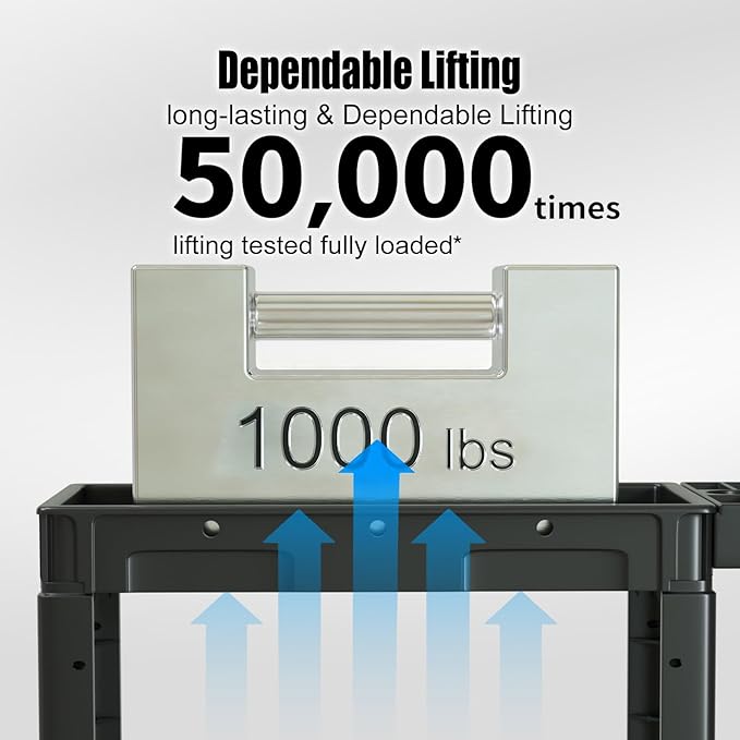 2 Tier Plastic Rolling Cart Utility Cart on Wheels, Heavy Duty Tool Carts with Ergonomic Storage Handle and Deep Shelfs, Work Cart Service Cartss for Garage, Warehouse, Workshop, Office, Cleaning
