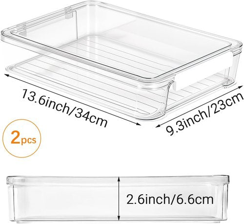 Clear Plastic Storage Box by [Brand Name] - Stackable Organizer for A4 Letter Files | 2-Pack
