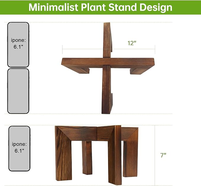 hismocal Wood Plant Stand Indoor/Outdoor for Plants, Large Size Planter Stand Holder,Sturdy and Stable Flower Pot Stand,Fits Most Size Flower Pots In Room(1 Pack)
