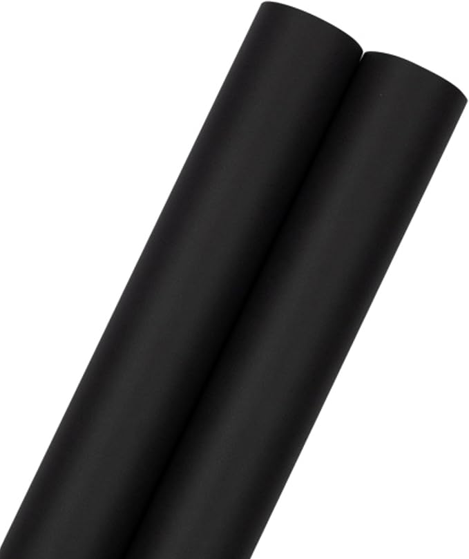 JAM Paper Gift Wrap - Matte Wrapping Paper - 50 Sq Ft Total (30 in x 10 Ft Each) - Matte Black - 2 Rolls/Pack