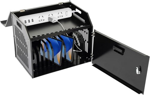 Biosp 12-Device Portable Charging Station - Lockable Storage for Tablets & Laptops | Black