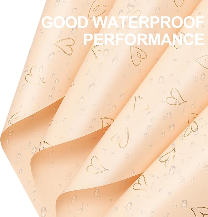WRAPAHOLIC 20 Sheets Flower Wrapping Paper - 22.8 x 22.8 inch Champagne Love Design Water-Resistant Floral Bouquet Wrapping Paper, Florist Supplies Packaging for Wedding Birthday Gift DIY