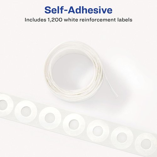 Avery Reinforcement Labels - 1/4" Diameter, Permanent Adhesive, White, 1,200 Stickers in 6 Packs