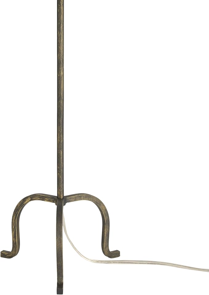 Nourison Home 28" Black Wrought Iron Heritage Metal Slim Tripod Table Lamp for Living Room, Bedroom, Bedside, Reading