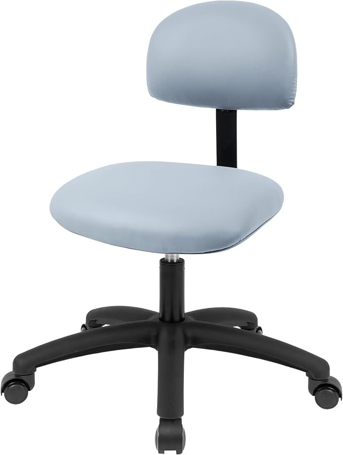 Chair Master FSS Series Square seat Low (17"-22") seat Height Chair. Fabric Vinyl-for Office, Garage, Desk, Shop, Computer, Doctor, Medical, Easy to Clean! (Gray, Low, Self Braking Casters)