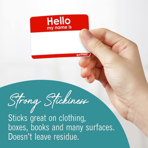 Hello My Name Is | 100 Count Name Tag Stickers - Red Badges for Events, Office & School - 2.25 x 3.5 Inch