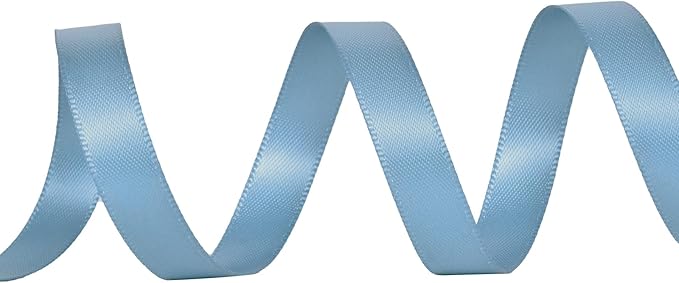 YAMA Dusty Blue Double Faced Satin Ribbon, 3/8 Inch 25 Yards, Dusty Blue Satin Ribbon for Gift Wrapping Crafts Hair Bows Wedding Party Decoration