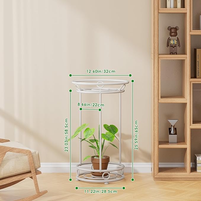 YIUKEA Plant Stand Indoor Outdoor - Metal Planter Holder Shelf Tall Tiered Flower Pot Display Organizer Rack for Garden, Patio, Living Room, Bathroom, Office (White)