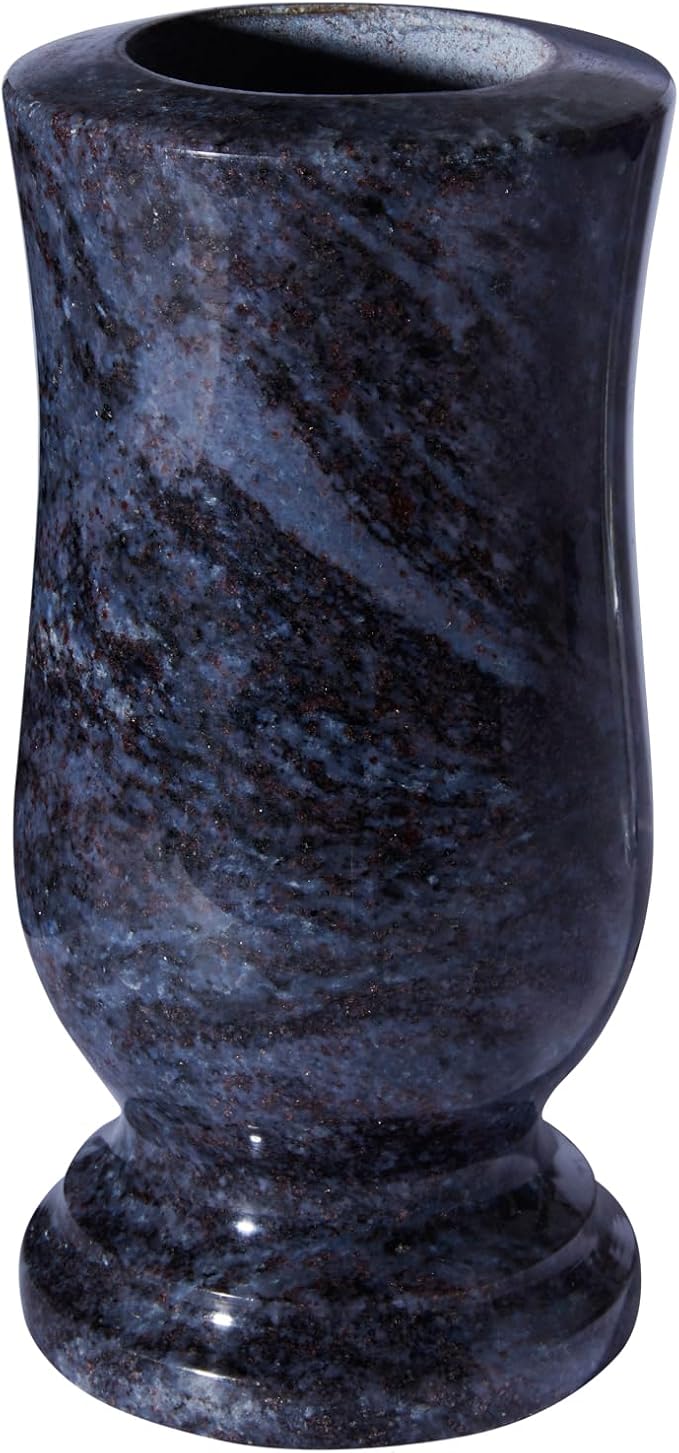 Cemetery Granite Vase for Grave, Natural Stone Heavy Headstone Flower Holder.