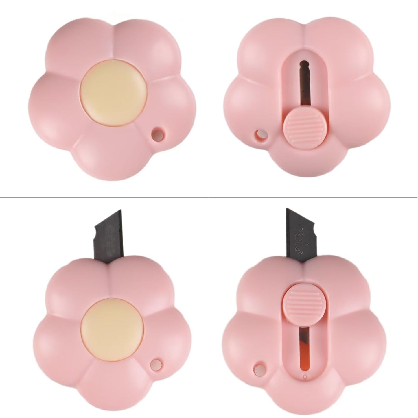 Skiennix Mini Cute Flower Letter Opener - Retractable Keychain Tool in Pink & Purple (5pcs/Pack)