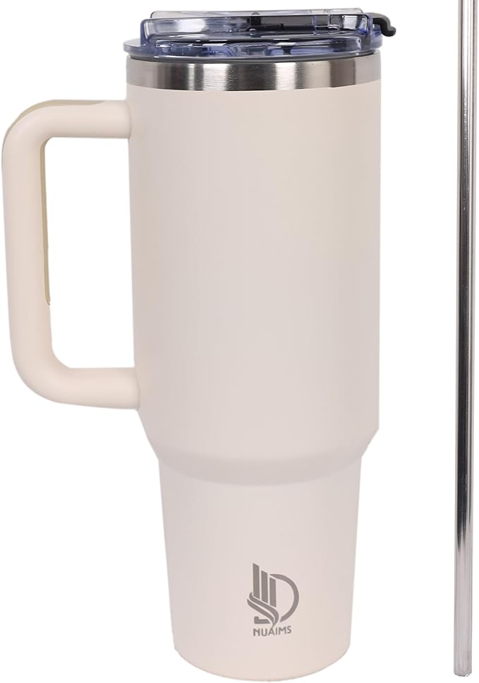 40oz Insulated Tumbler with Handle, Leakproof Straw Lid & Carry Handle - Double Wall Vacuum Insulation Keeps Ice 24 Hours, BPA Free Stainless Steel Water Bottle (Dusty Rose)